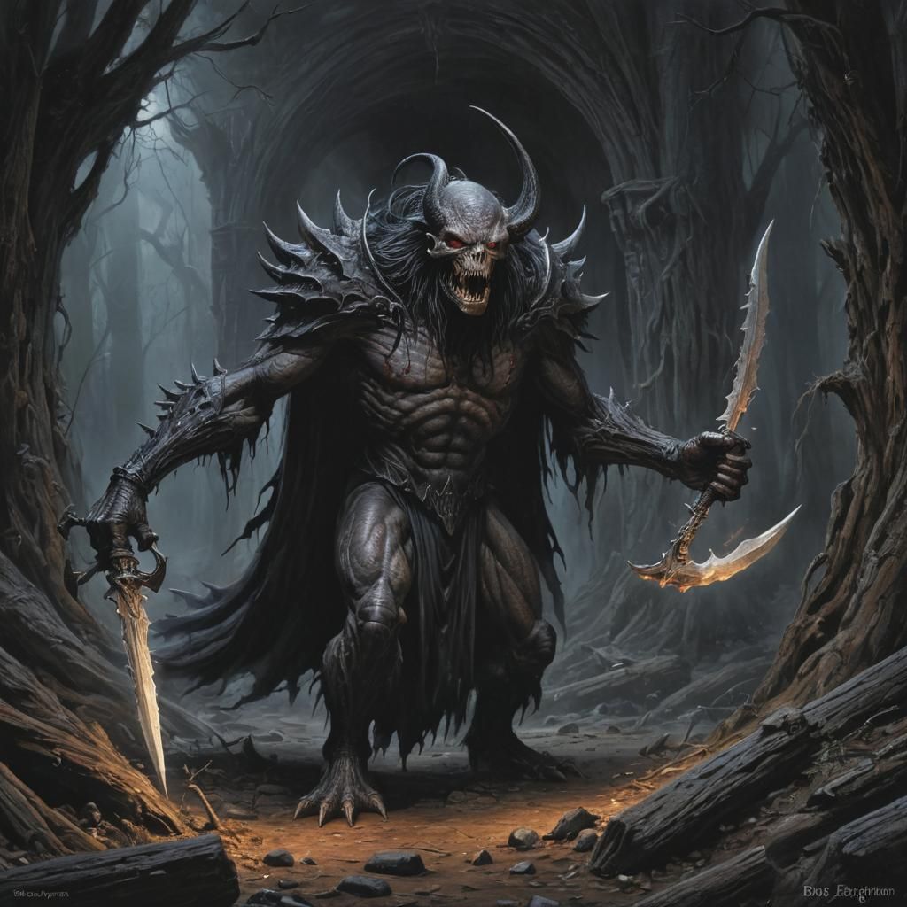 Grimdark Fantasy Landscape in Gritty Style