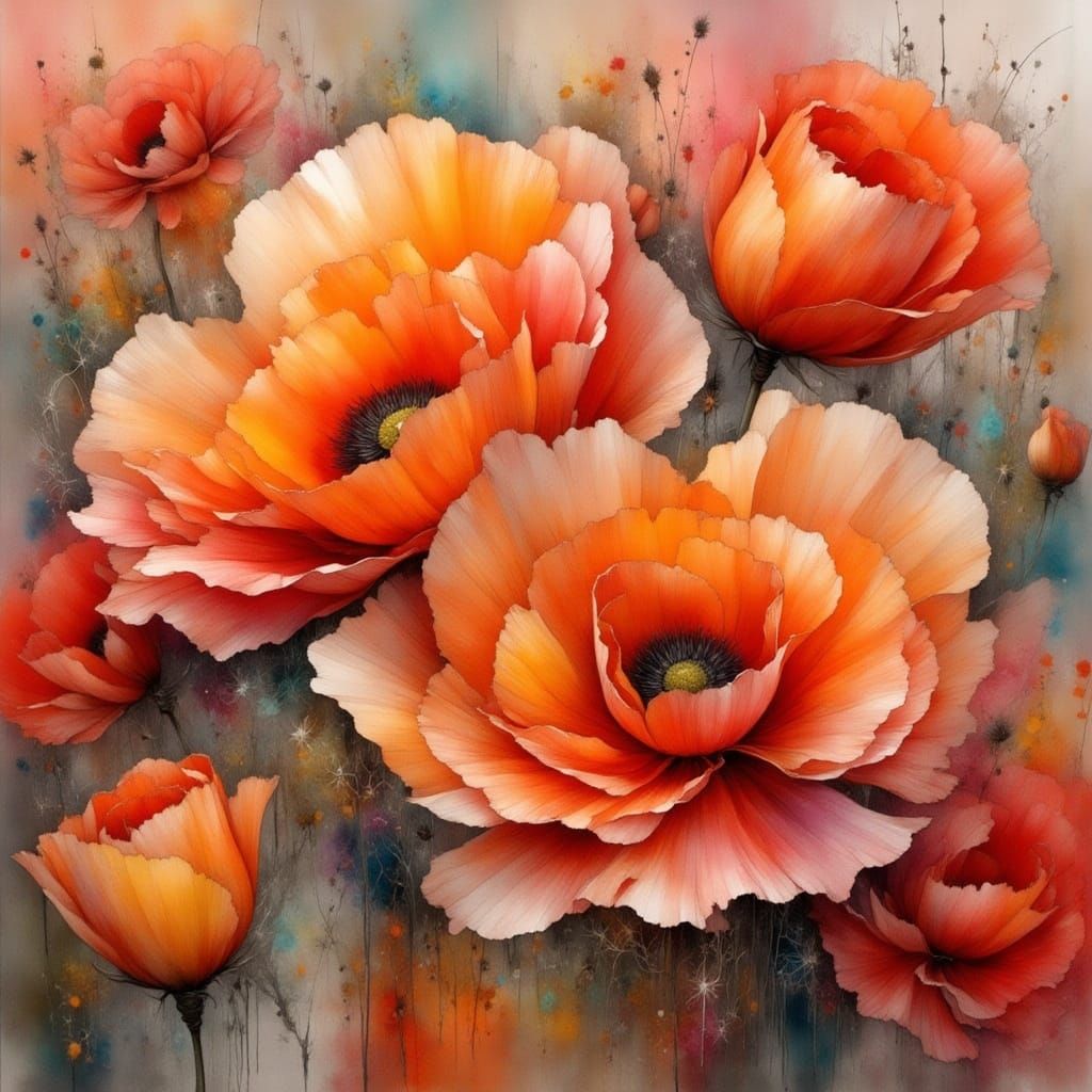 Poppies in the Style of Georgia O'Keeffe