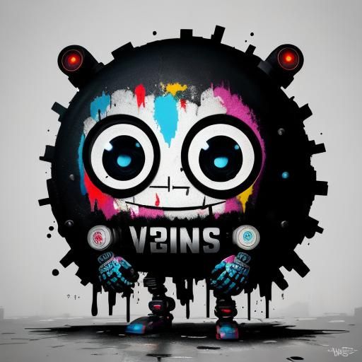 Robot Street Art in a Futuristic City Alleyway