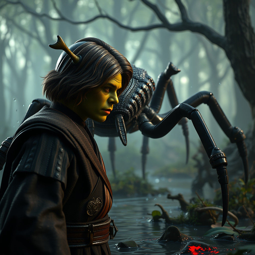 Anakin Battles Arachnid in Shrek's Swamp