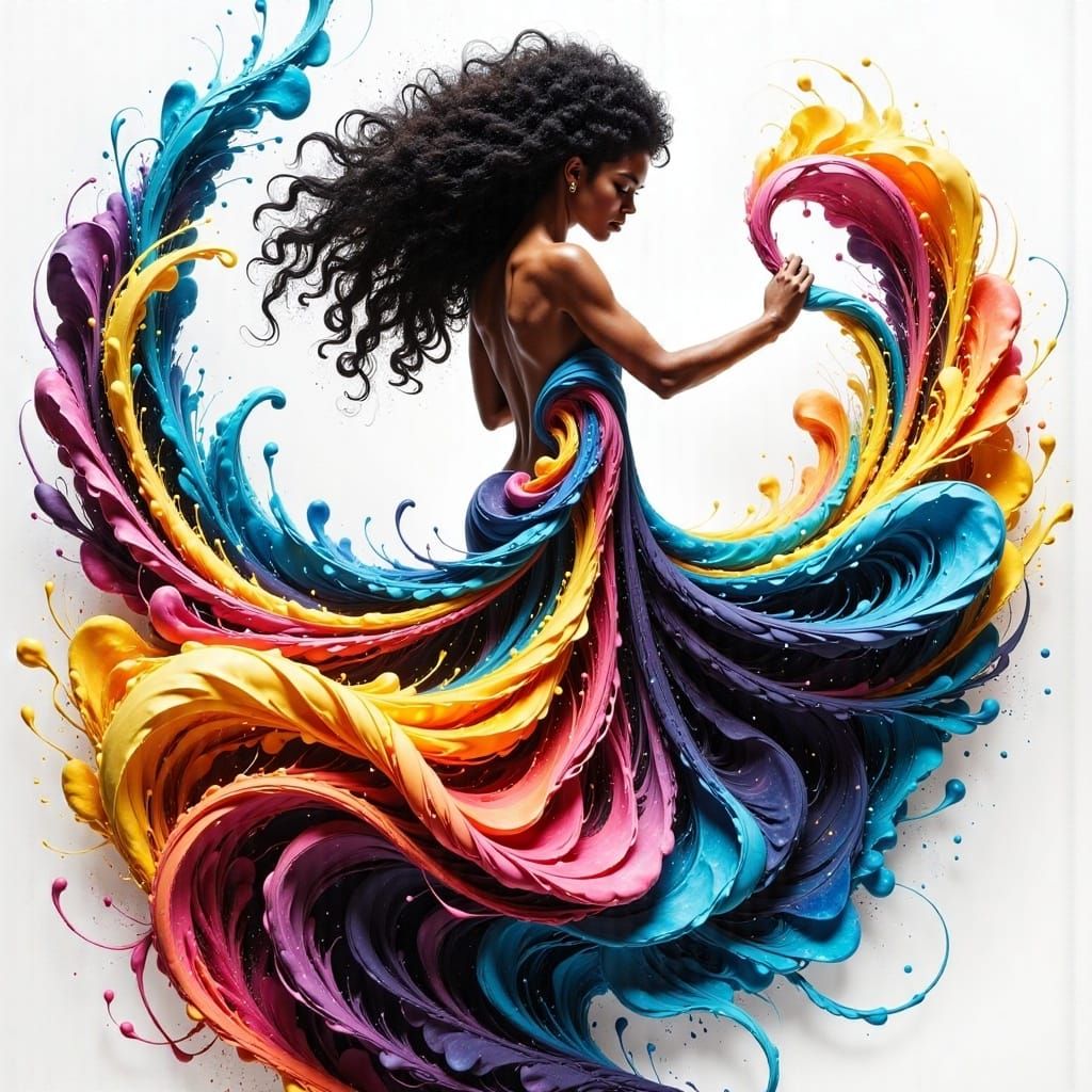 Rainbow Dancer in Watercolor Style