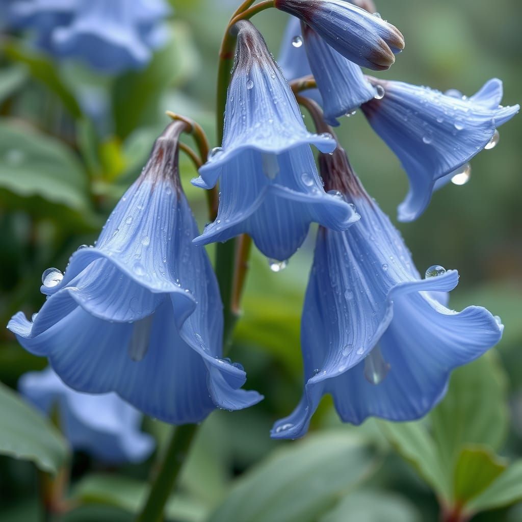 Ethereal Blue Bell Flowers in Serene Morning Light