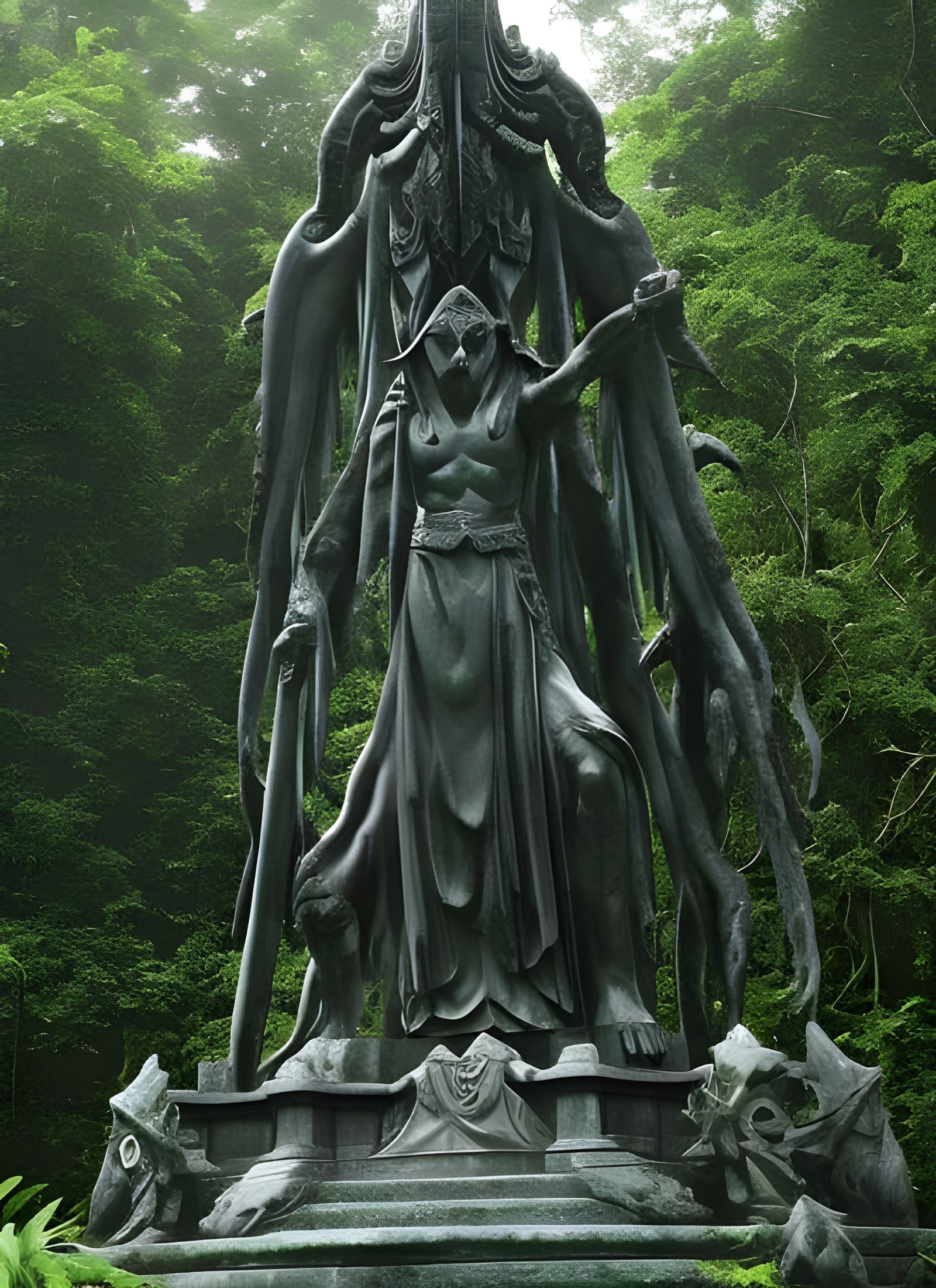 Lovecraftian Statue of Outer God in Jungle