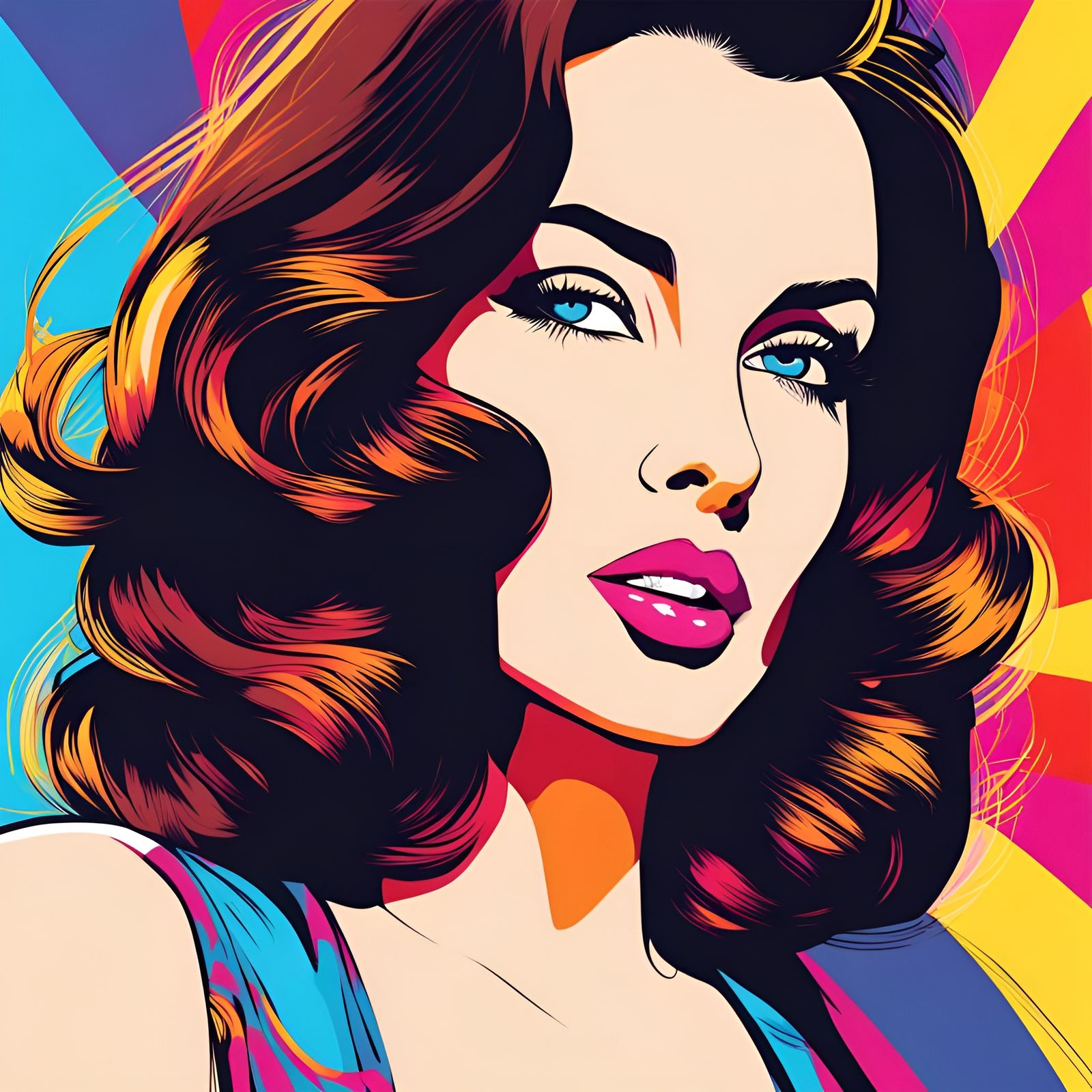 Fabulous Brunette in Pop Art Style