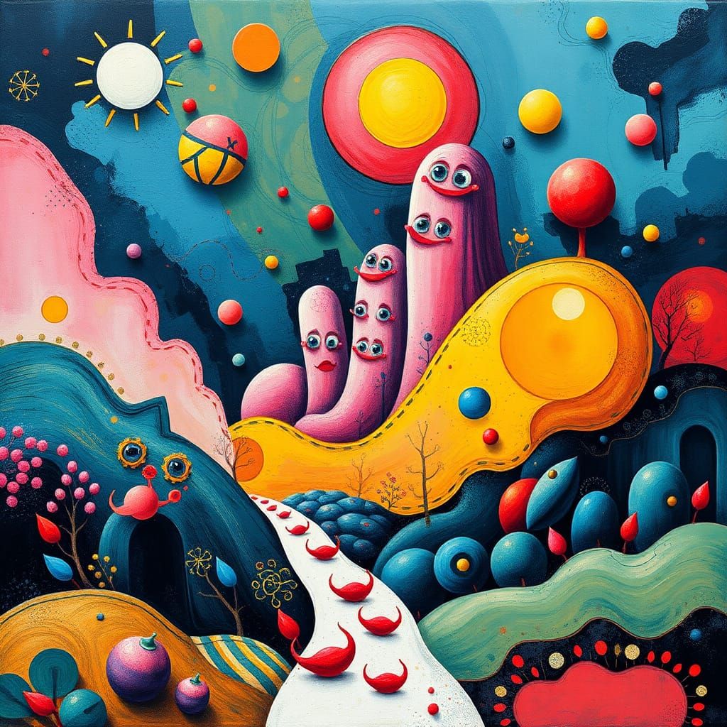 Abstract Dreamscape in Bold Colors and Textures