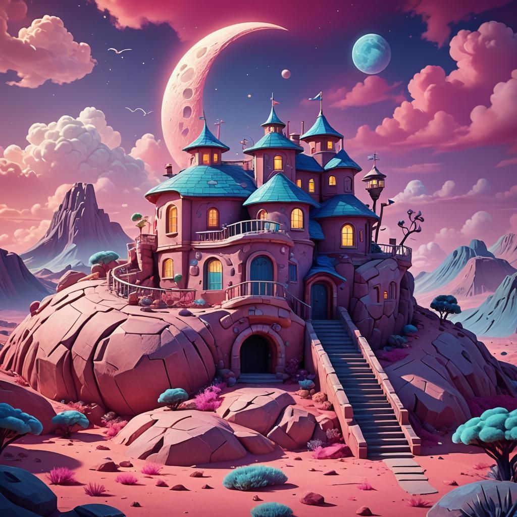 Snake's Lunar House in Pixar Style
