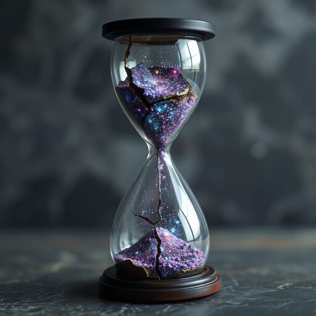 Time's Cosmic Balance: A Fractured Hourglass Amidst Galaxy S...