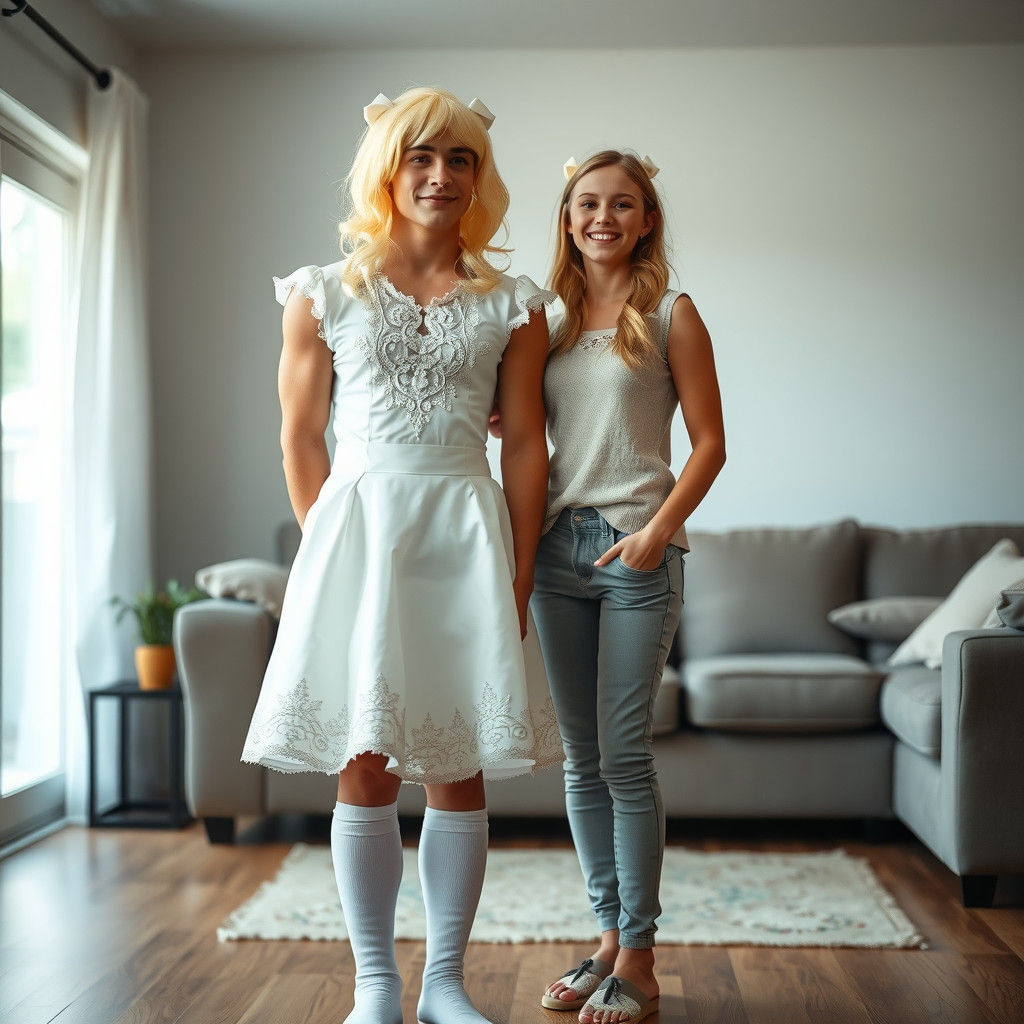 Muscular Man in Communion Dress: Annie Leibovitz Style