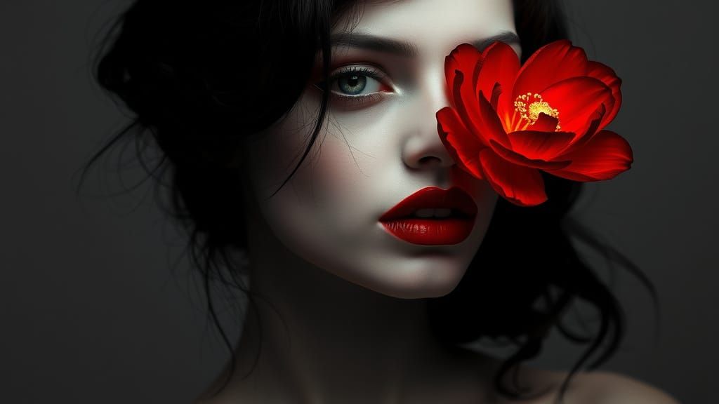 Gothic Beauty with Radiant Bloom