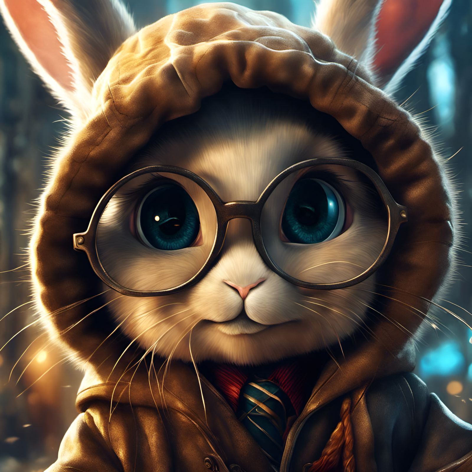 Chibi Bunny as Harry Potter Portrait in 3D