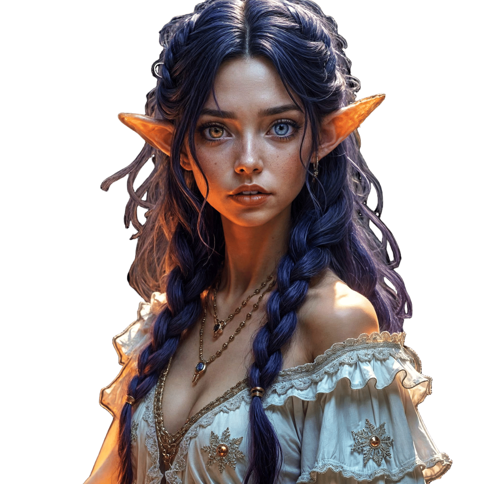 Hyperrealistic Elf Portrait with Heterochromia