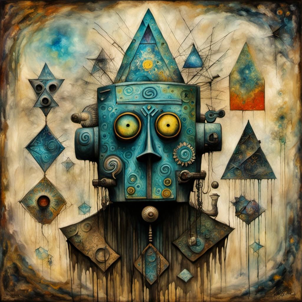 Surreal Tiki Mask in Futuristic Style