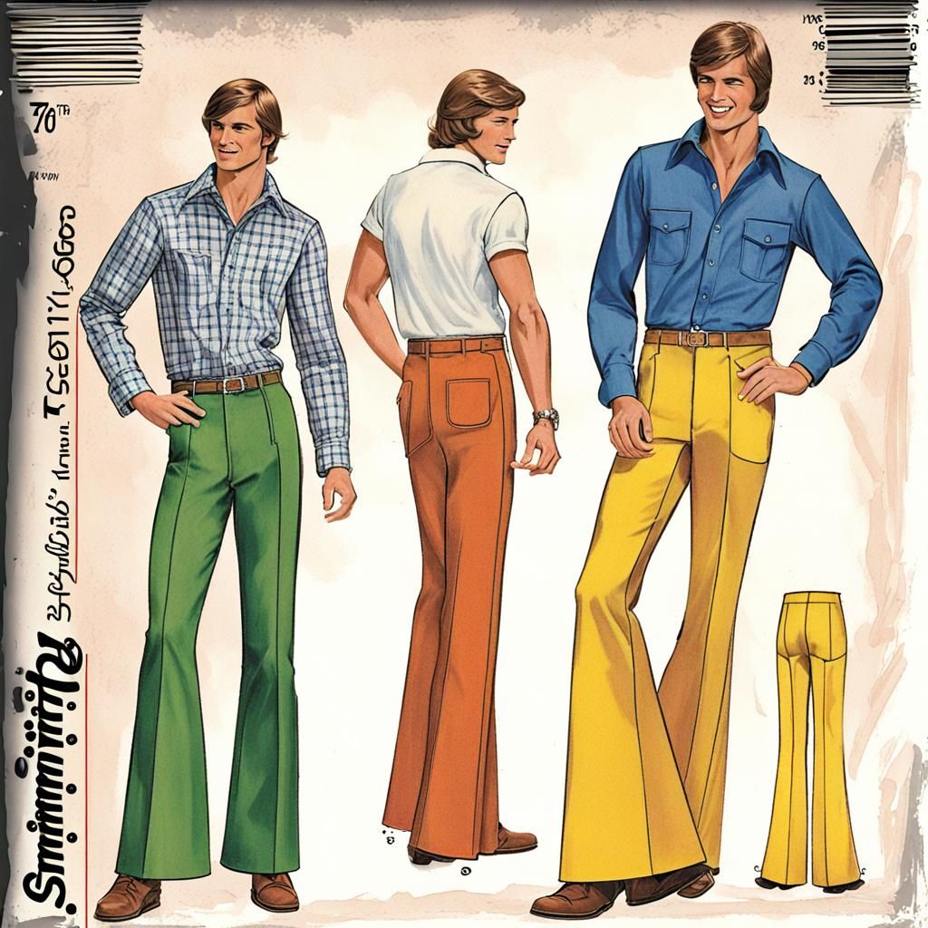 Vintage 70s Sewing Pattern: Men's Flared Pants