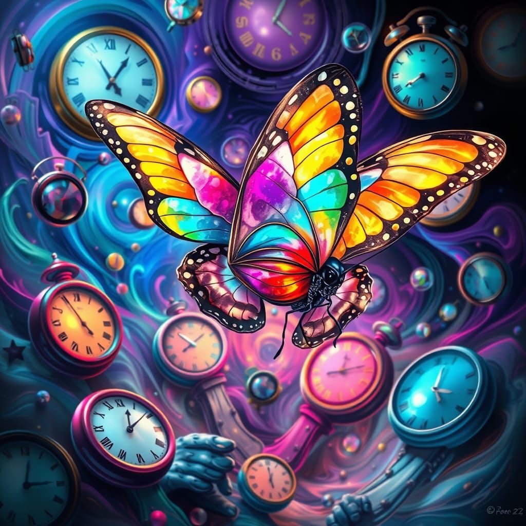 Psychedelic Butterfly Dreamscape in Surrealist Style
