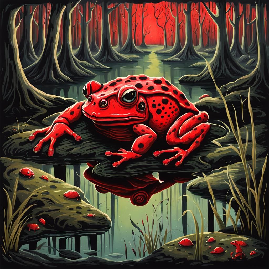 Eerie Swamp: Nightmarish Dream in Gouache