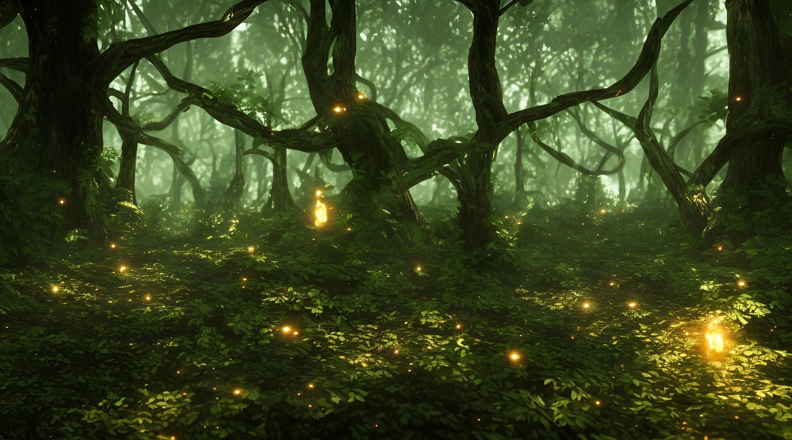 Photorealistic Microcosm Firefly Forest in 8K