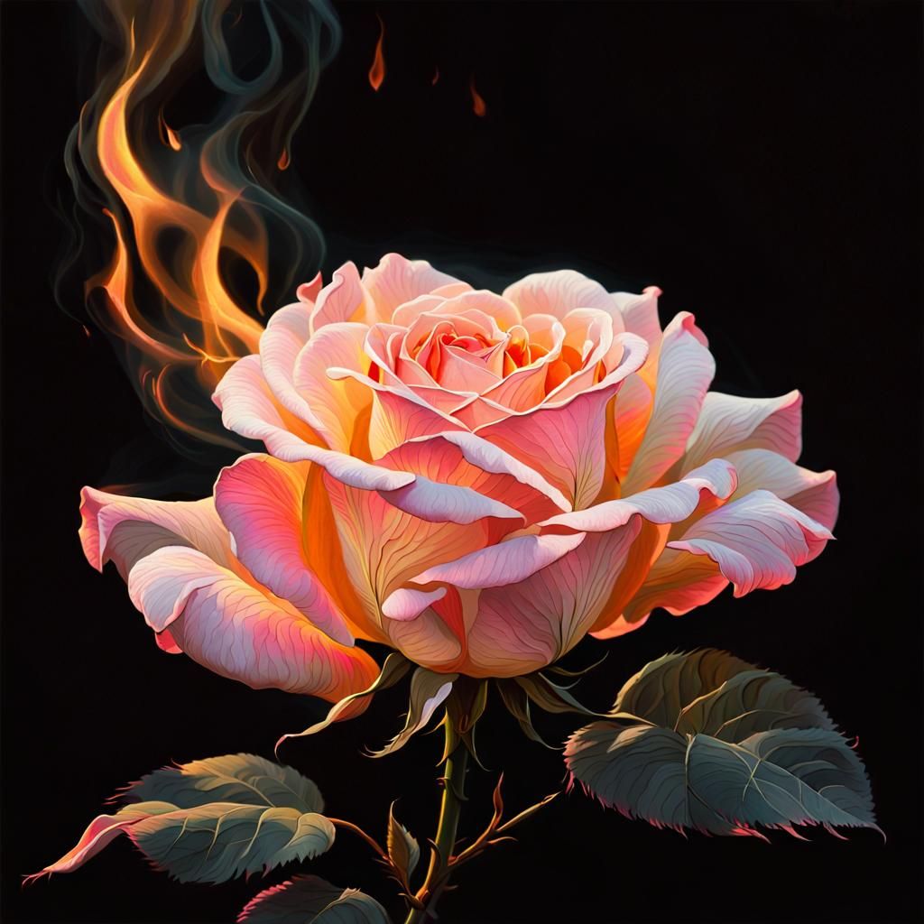 Flaming Rose Petals in Baroque Style