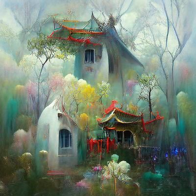 Mystical House in Enchanted Forest, Classical Style