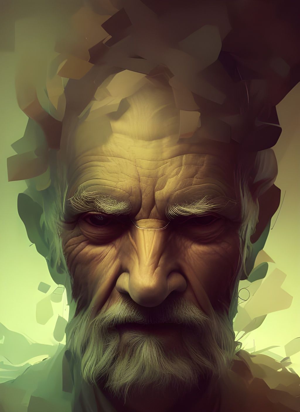 Detailed Portrait of an Old Man with Volumetric Lighting
