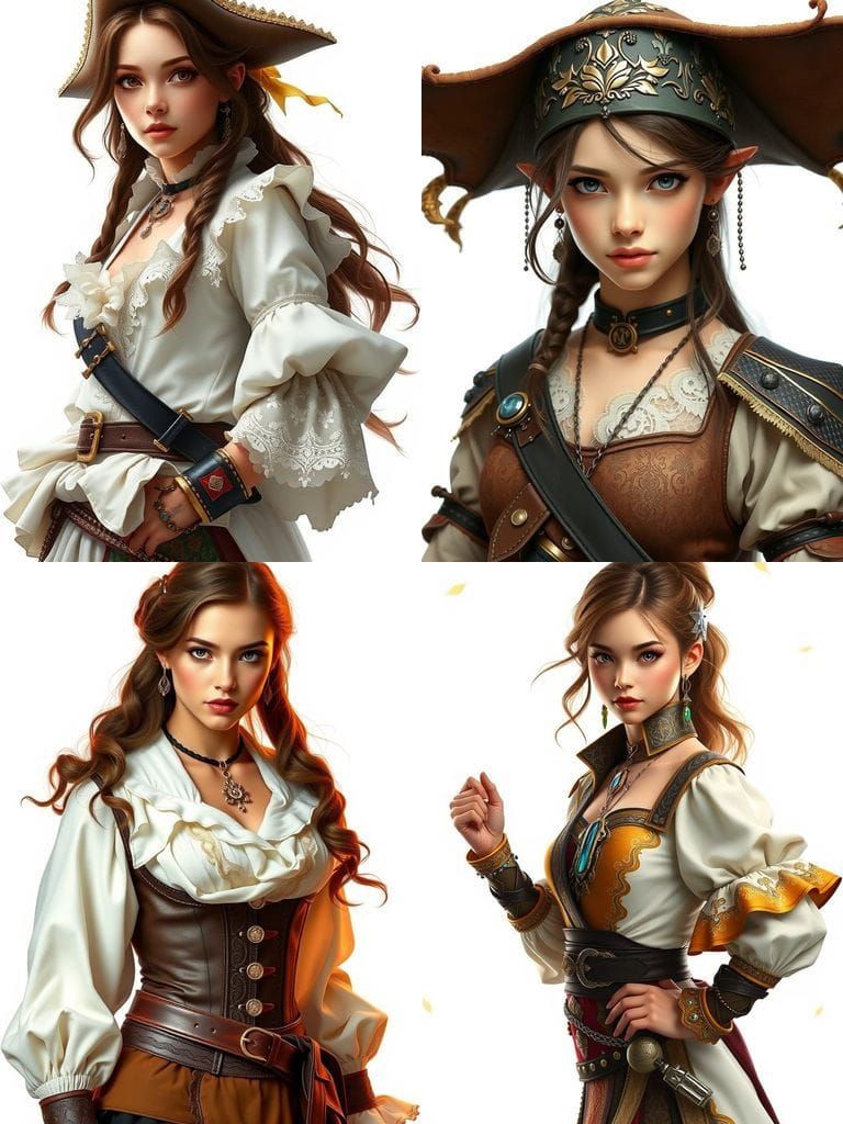 Youthful Female Swashbuckler in Triadic Colors