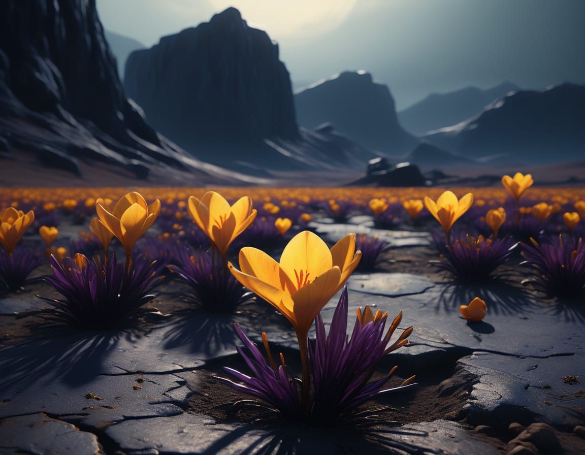 Serpent’s Midnight Offering (Colchicum autumnale – Autumn Crocus)
Palette:

Gradient: Twilight Mauve #B784A7 → Shadow Pl...