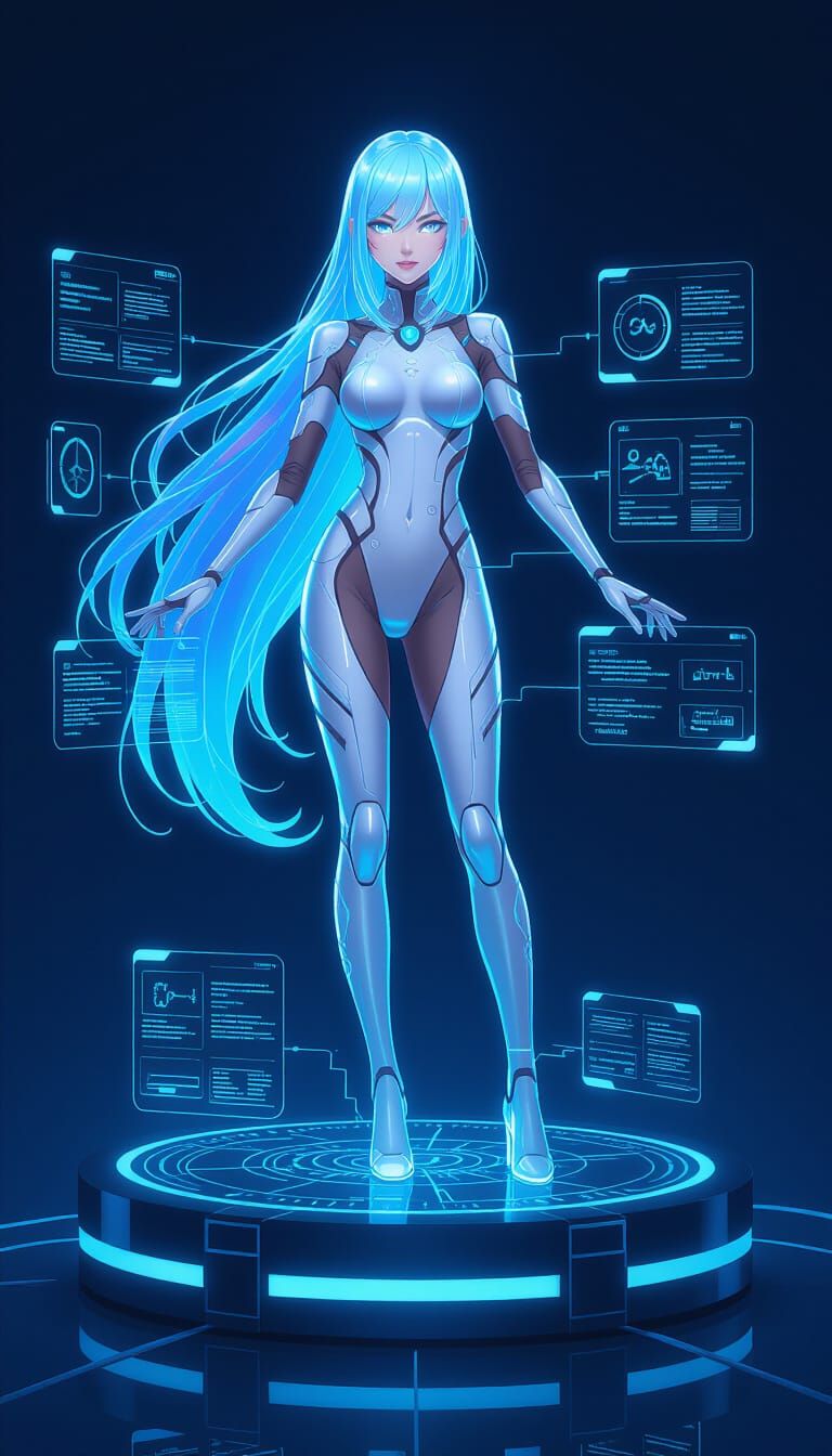 Elegant AI Companion in Manga Anime Style