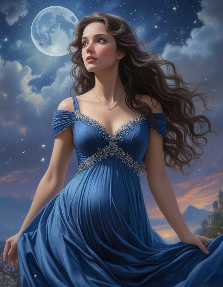 Enchanting Moonlit Beauty in Elegant Fantasy Style