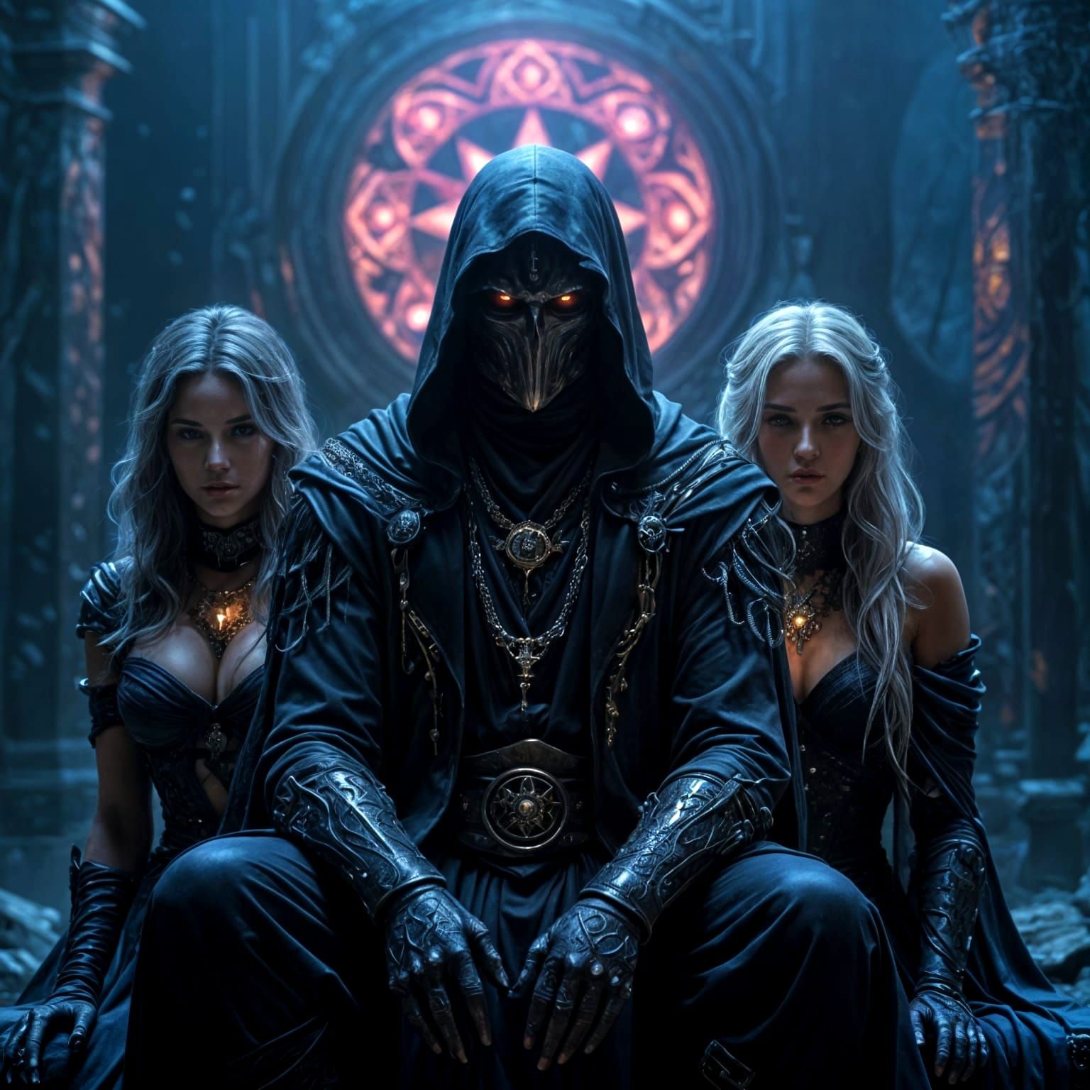 Dark Sorcerer and Followers: Fantasy Art