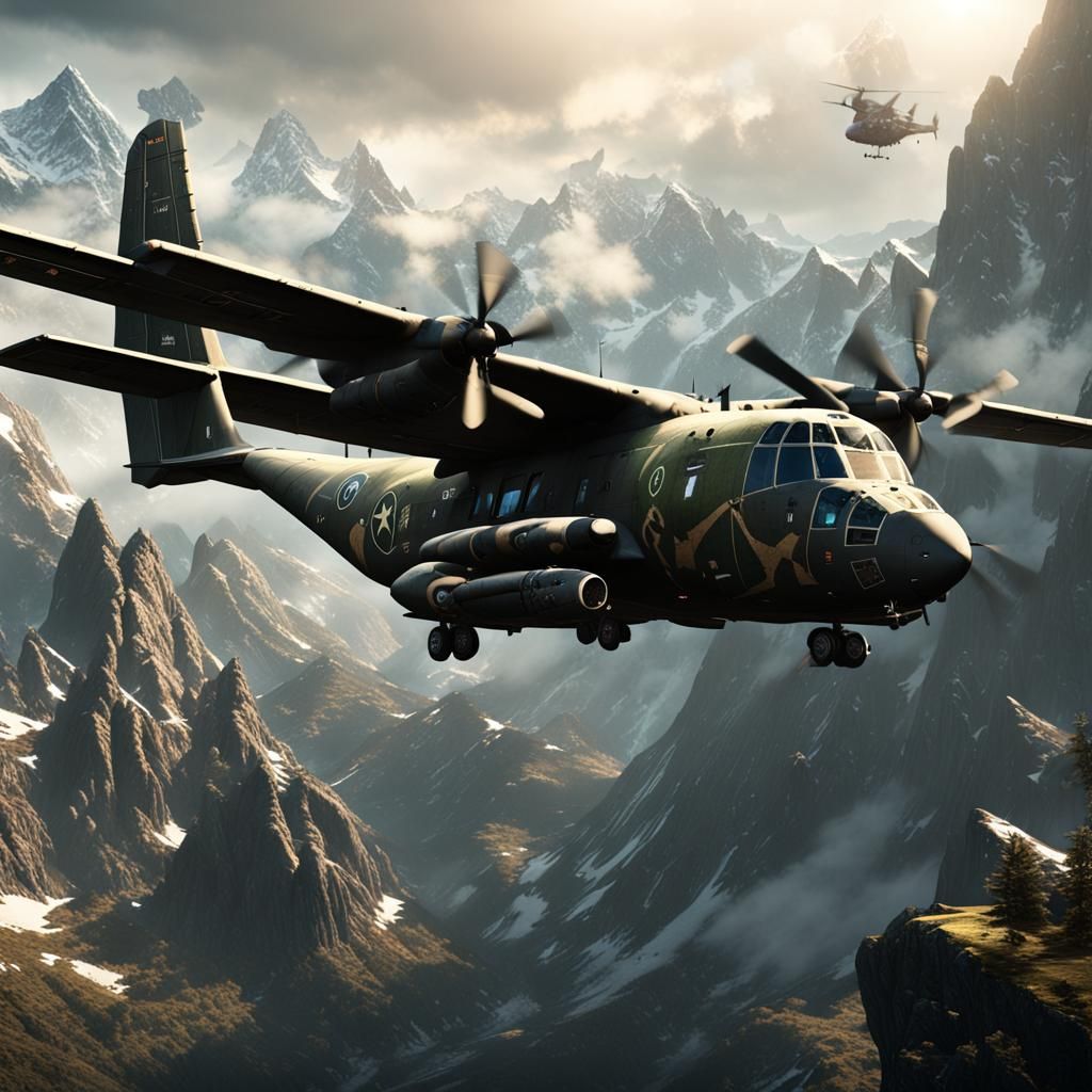 Skyrim Emblem on AC 130 Gunship: Detailed Matte Painting