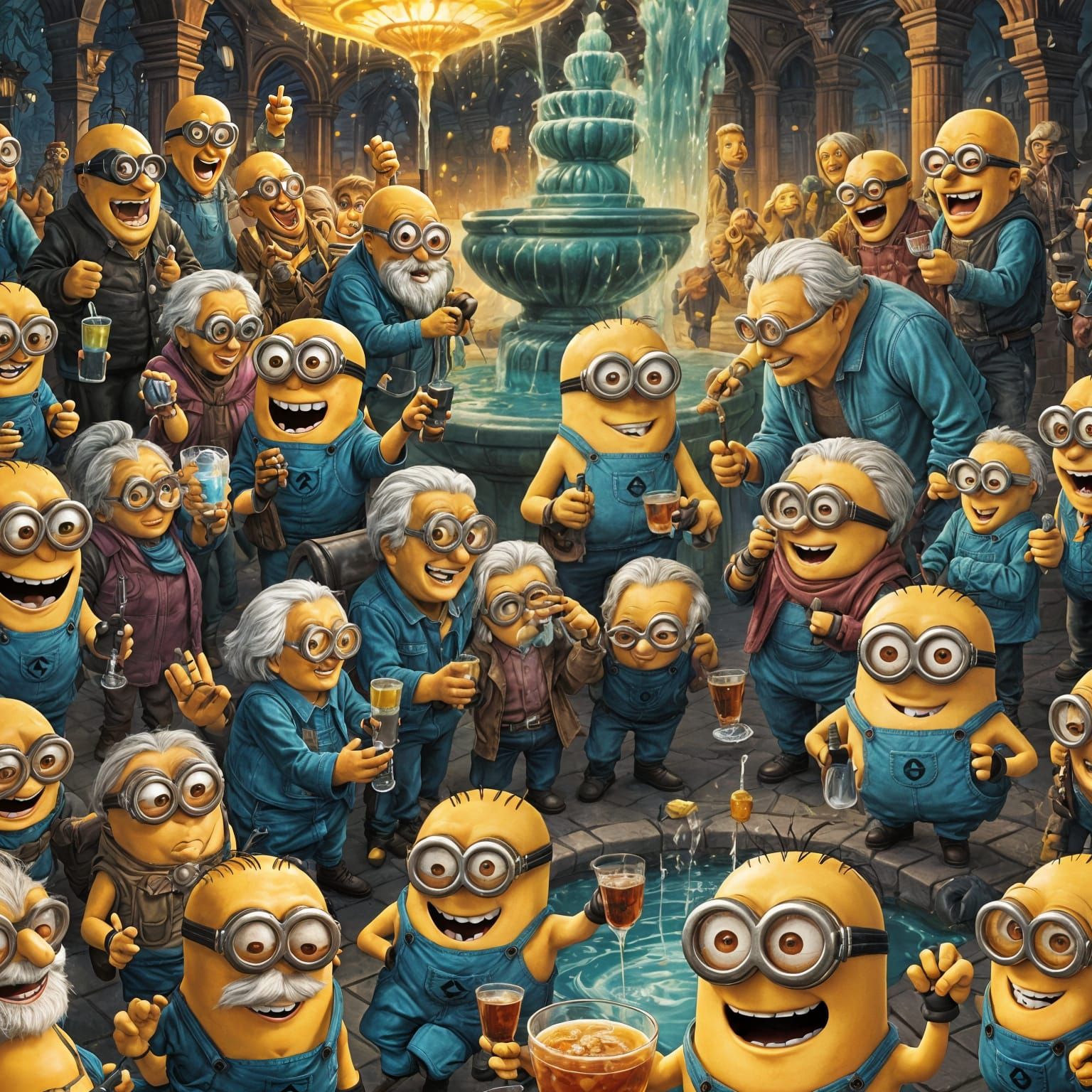 Minions Drink From Fountain of Youth: Comic Art
