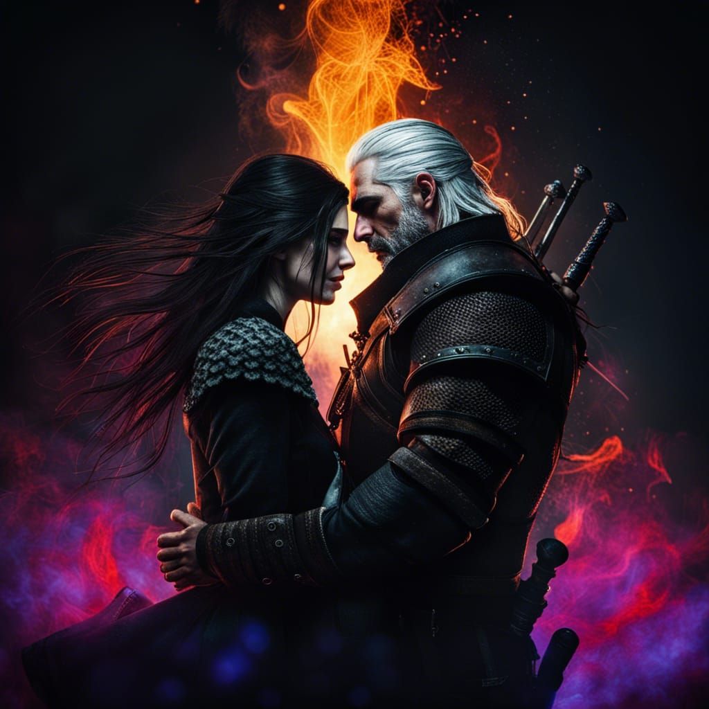Geralt and Yennefer Portrait in Ambient Light