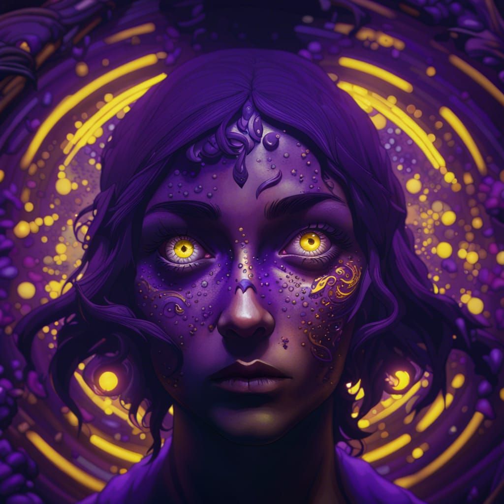 Person Surrounded by a Thousand Eyes in Dark Fantasy Art