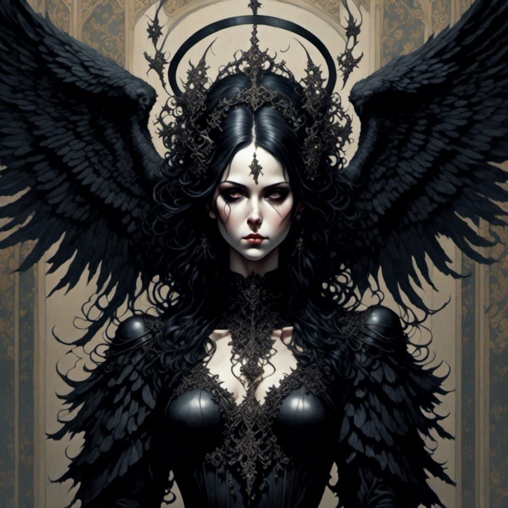 Gothic Guardian Angel in Psychonaut Adventure Style