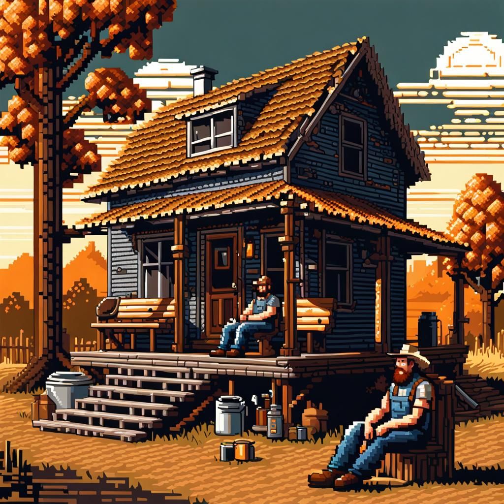 8-bit Pixel Art: Redneck in the Sun