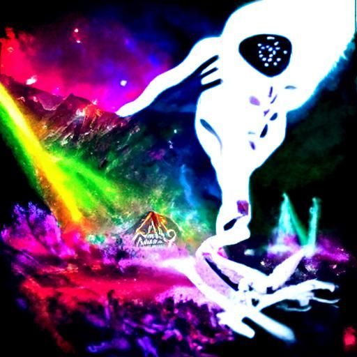 Psychedelic White Rabbit Peaks Illustration