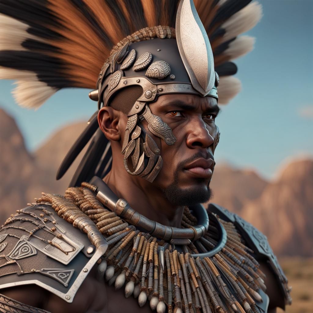 Fearsome Zulu Warrior in 3D Rendering