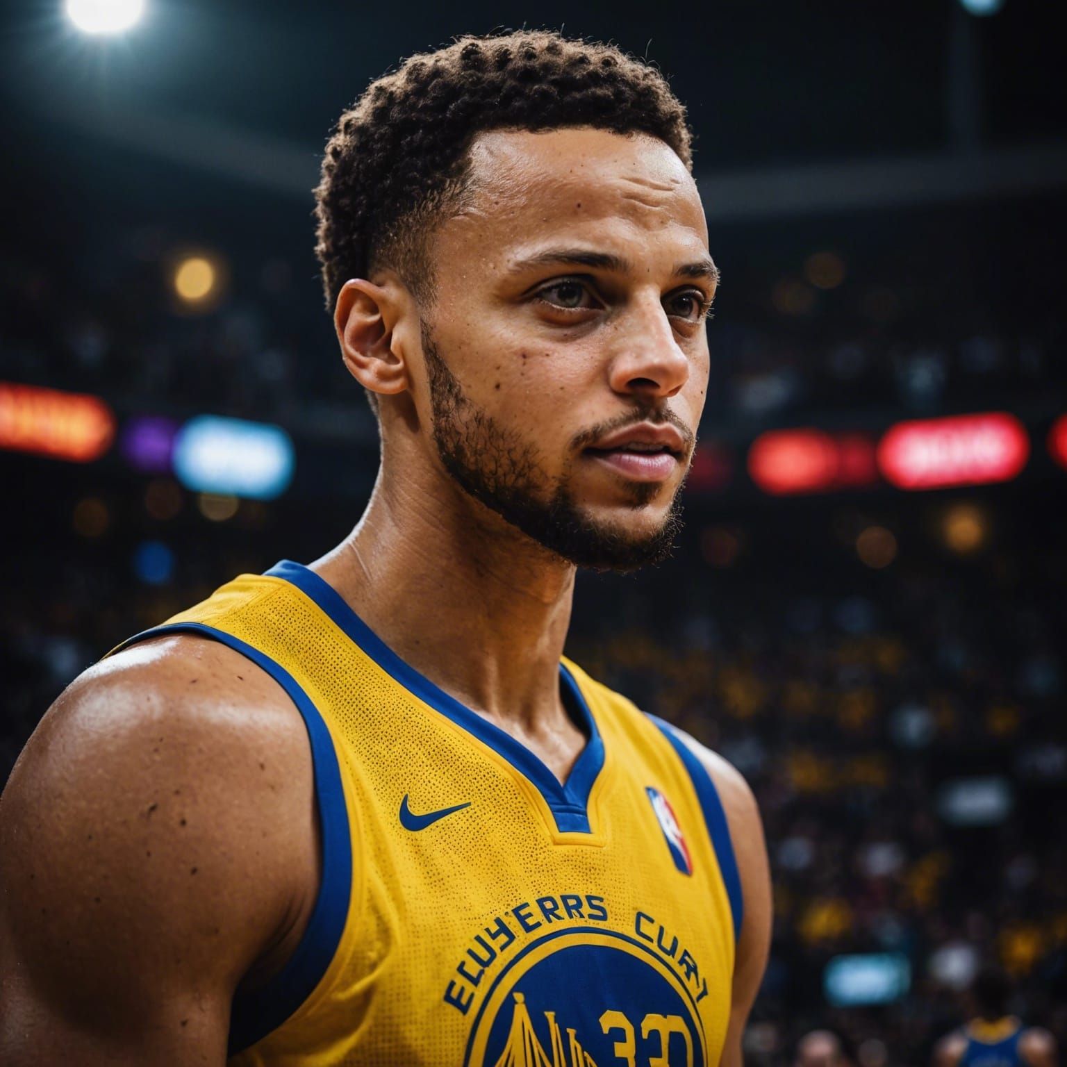 Steph Curry Half-Court Shot: Hyperrealistic Portrait