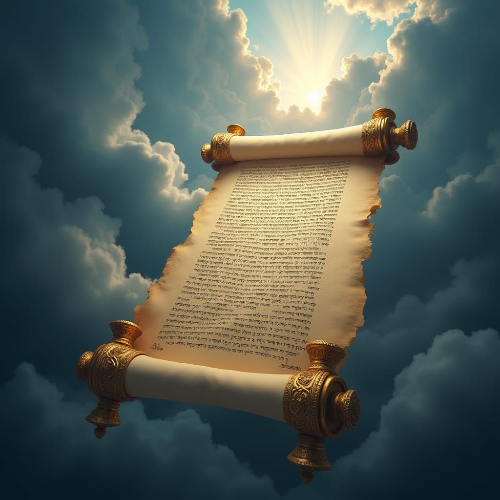 Torah Scroll Unfurling into the Heavens
