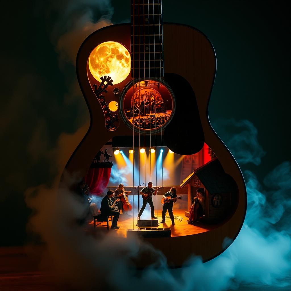 Enchanted Acoustic Guitar with Musical Scenes