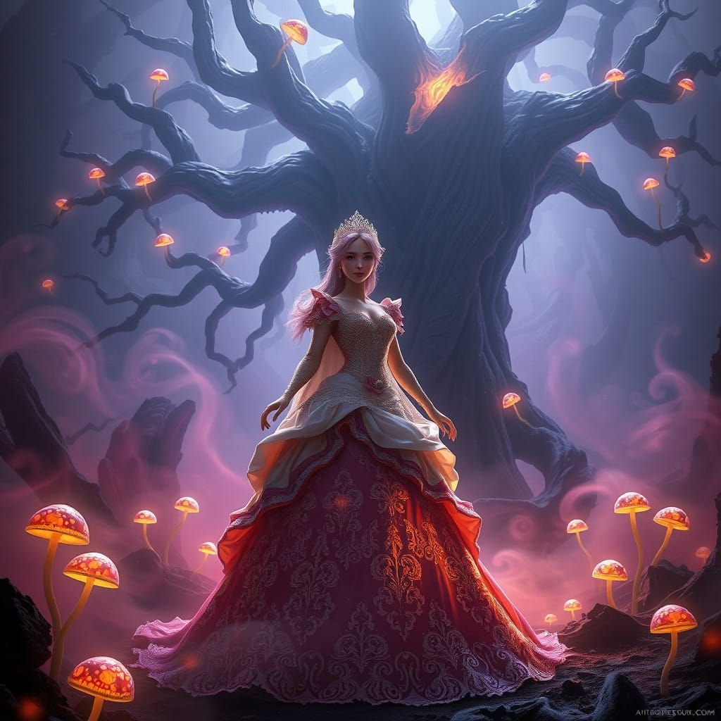 Dark Fantasy Princess Bubblegum in Victorian-Inspired Gown