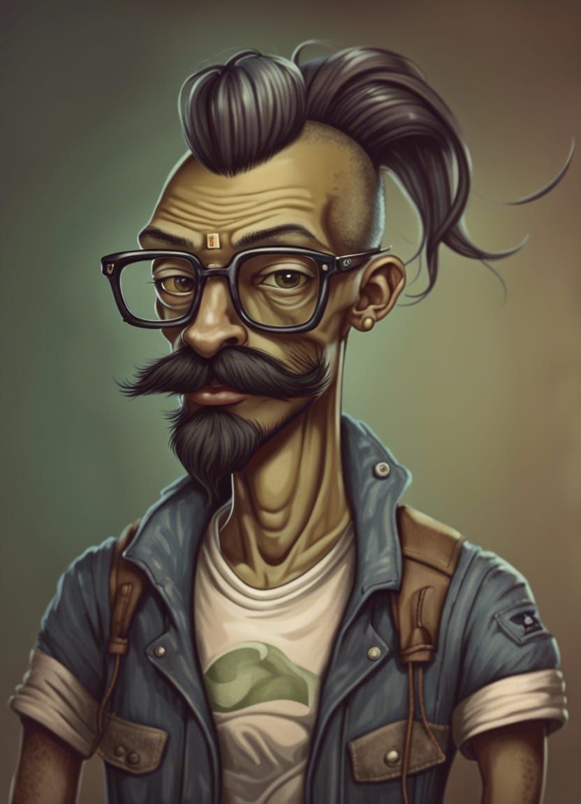 Hipster Alien with Retro Style and Earth Tones