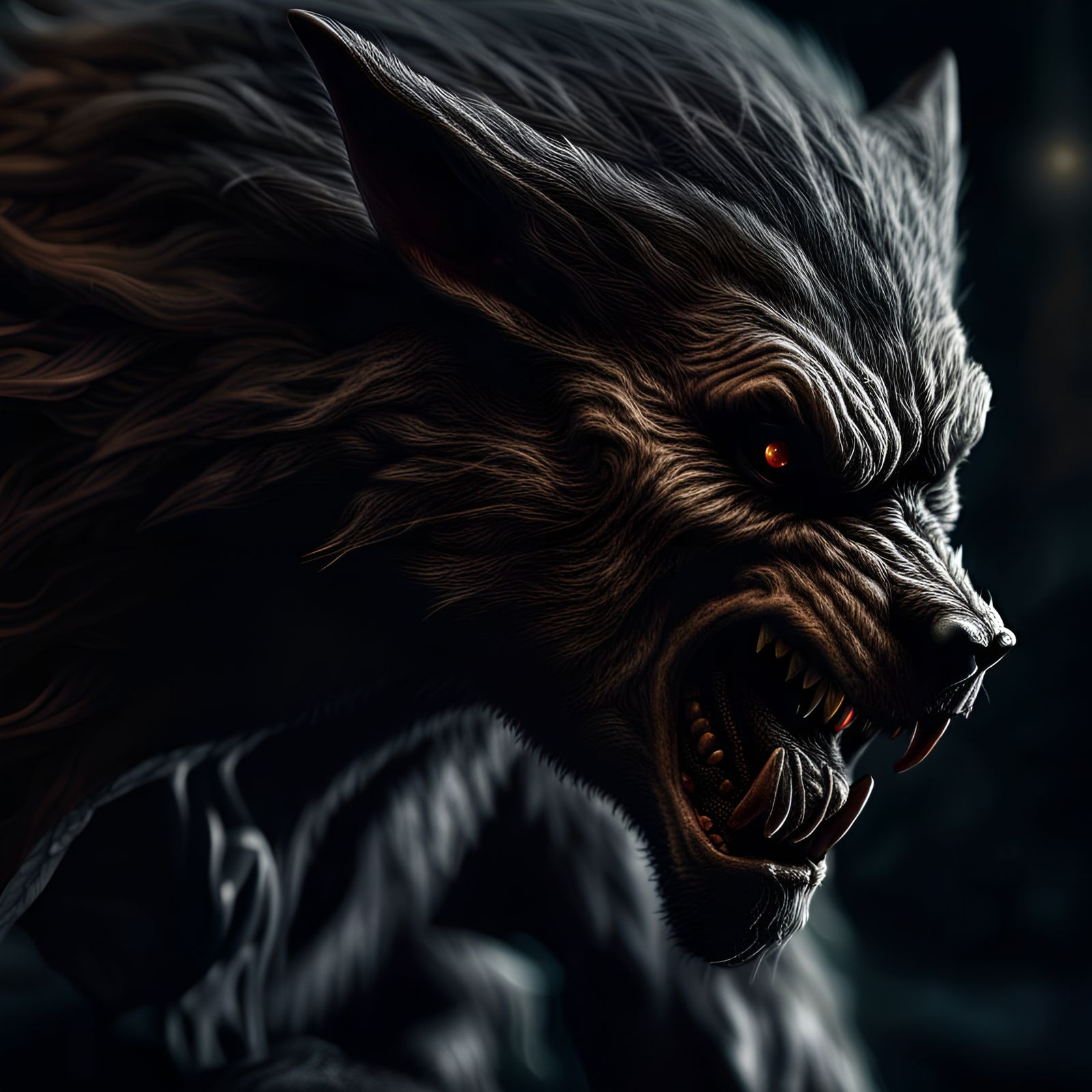 Hyperrealistic Werewolf in Cinematic Composition