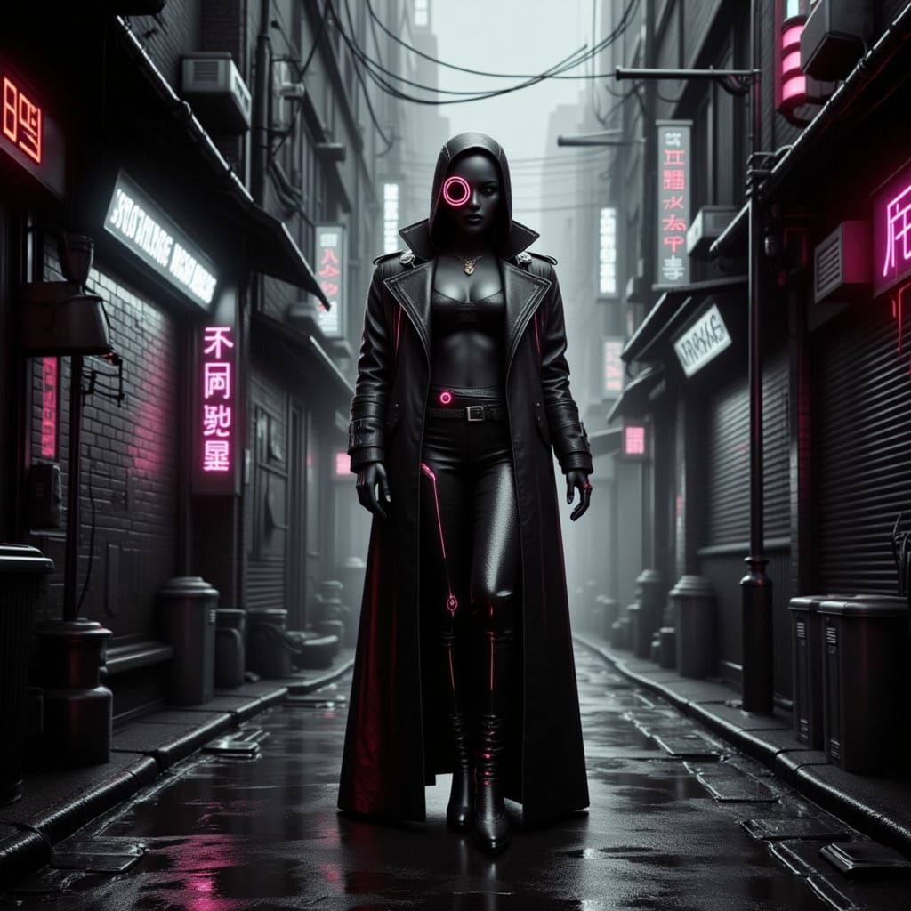 Cyberpunk Future Alley with Techwear Humans