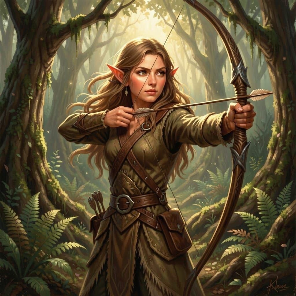 Forest Elf Archer with Earthy Tones