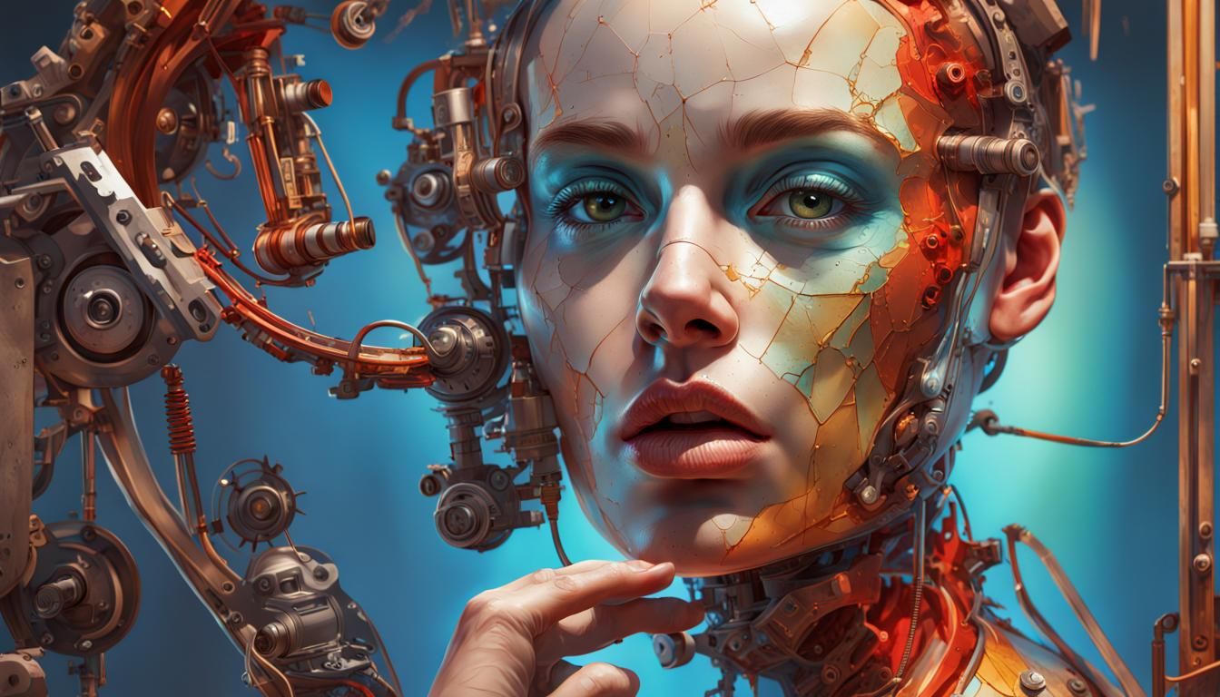 Oratrice Mecanique: Hyperrealistic Splash Art Portrait