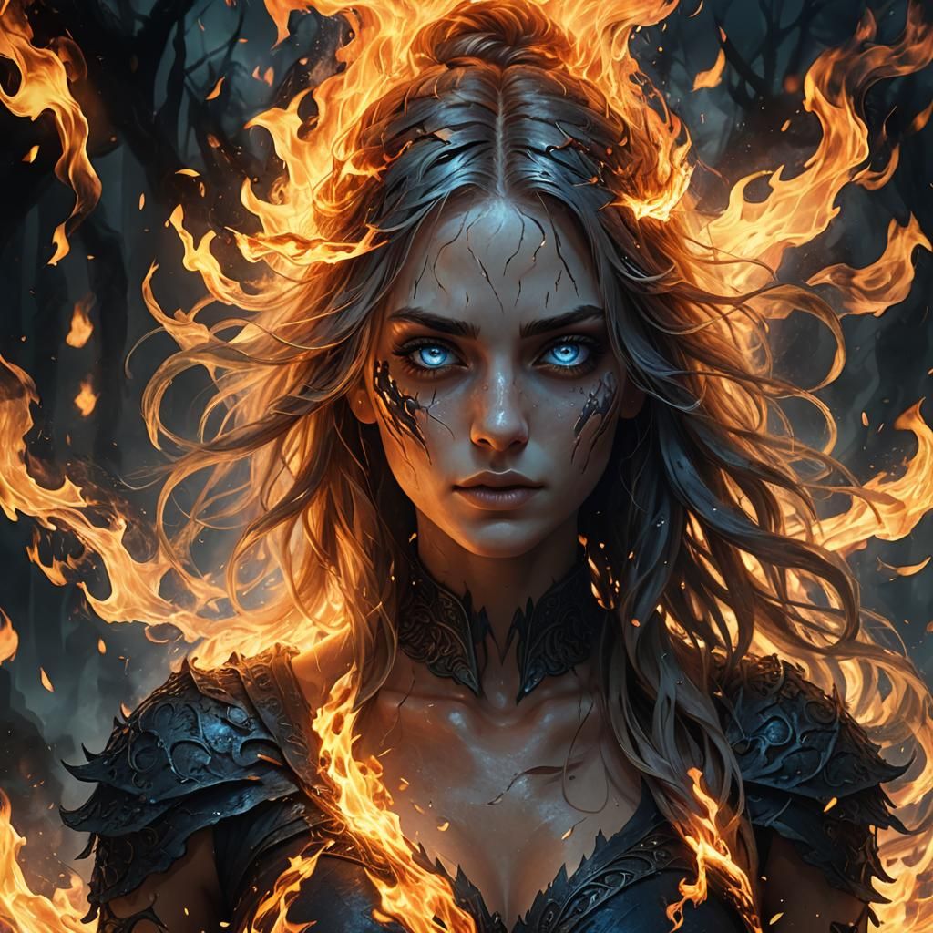 Fire Elemental Girl with Shattered Darkness