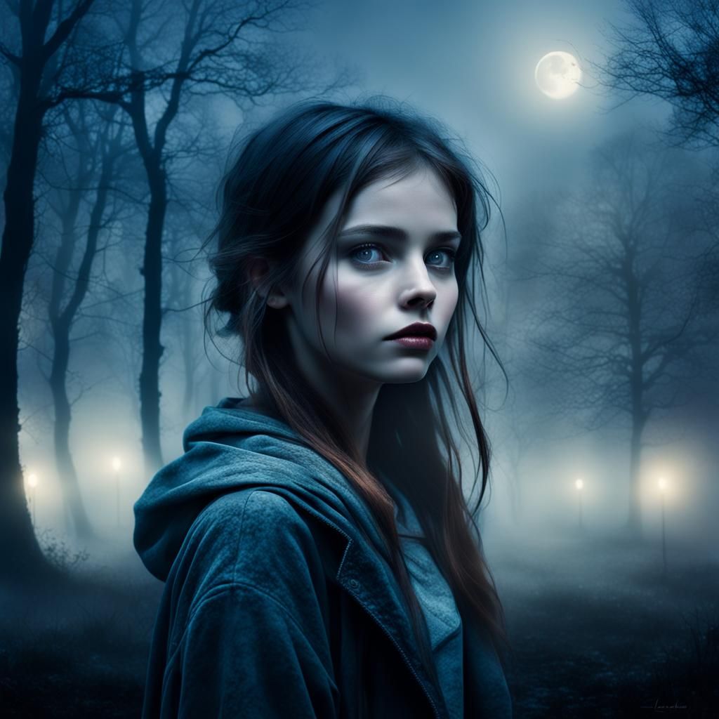 Ethereal Face in Misty Dreamscape