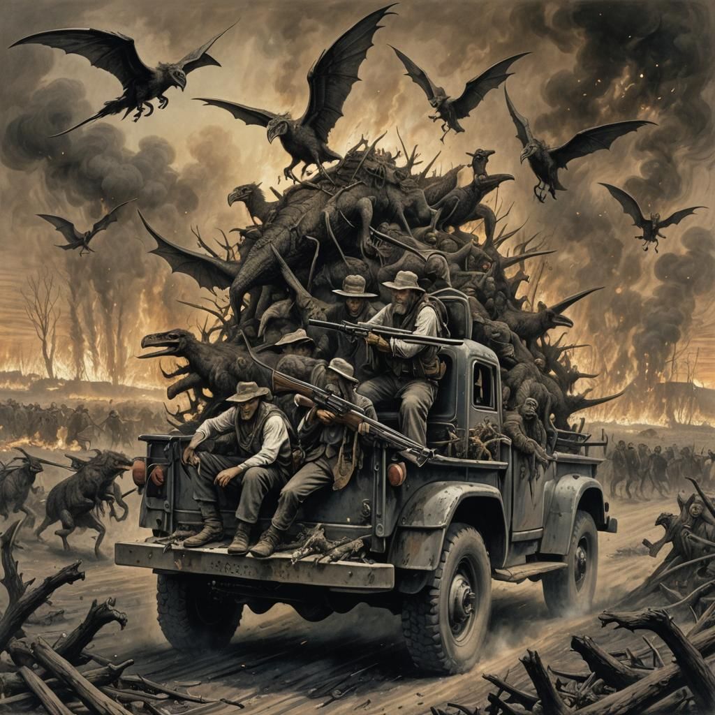 Australian Horror: Possum Pterodactyl Over Burning Farm