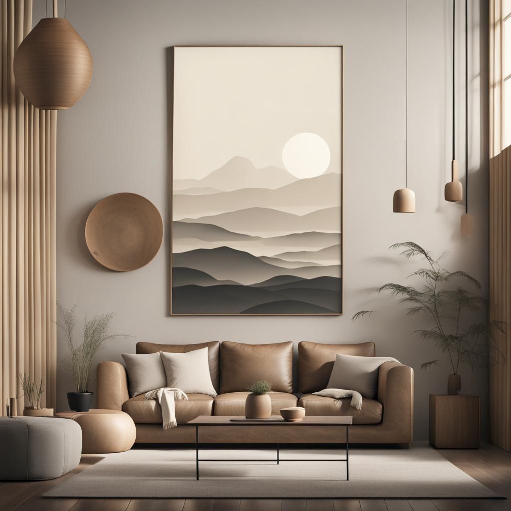 Minimalist Japandi Poster with Abstract Design