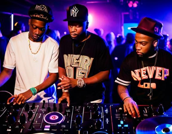 Lively Hip-Hop Nightclub Scene with DJ